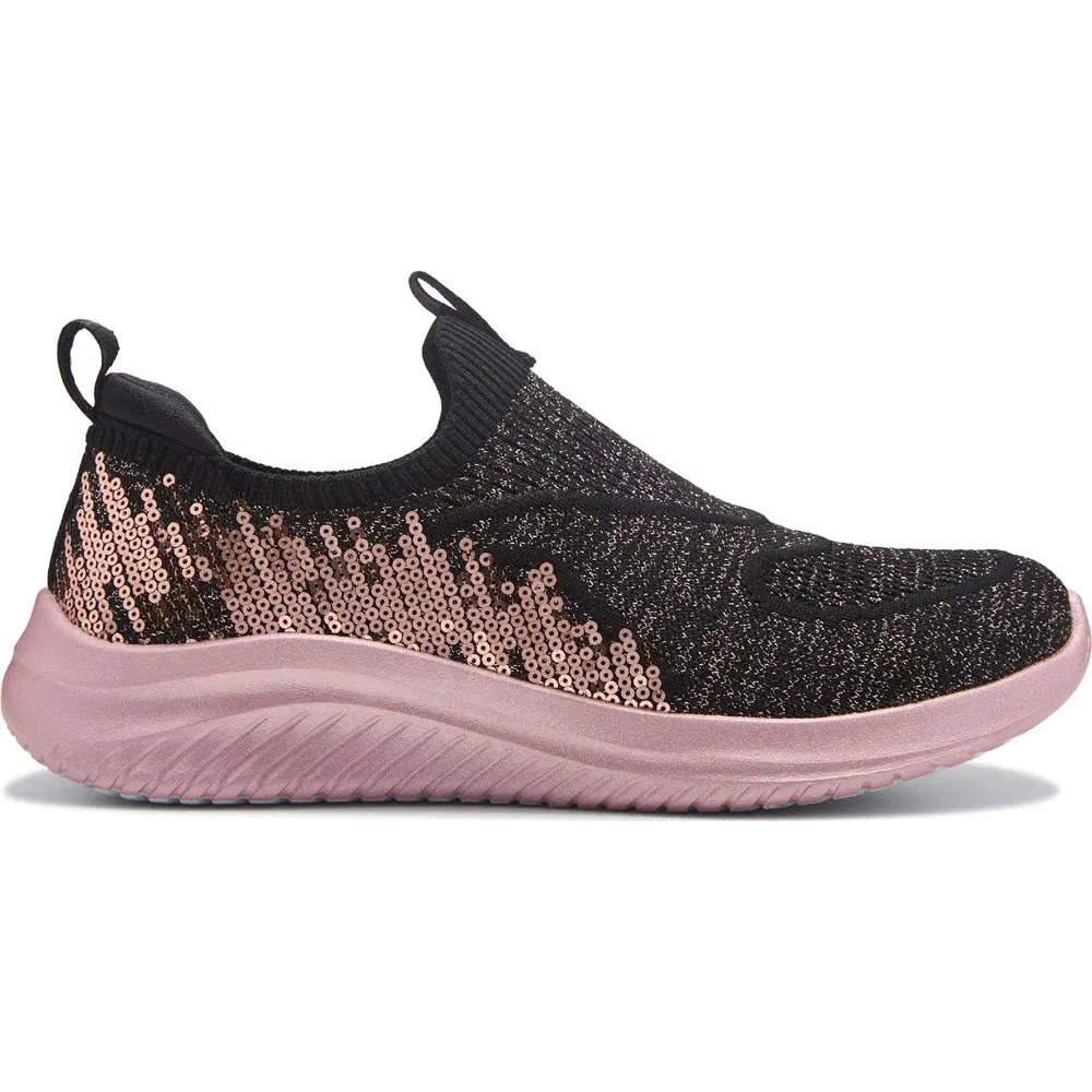 Детские ультрагибкие слипоны Skechers, Black/Rose Gold — фото 2