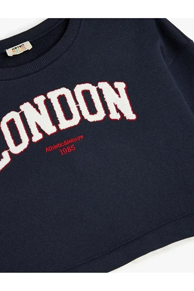 Детские свитшот для девочек с принтом Sportswear Koton, Navy Blue — фото 3