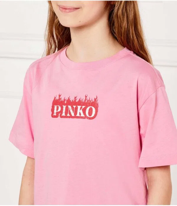 Детская футболка для девочек хлопковая Oversize Fit Pinko Up, Rosa — фото 4