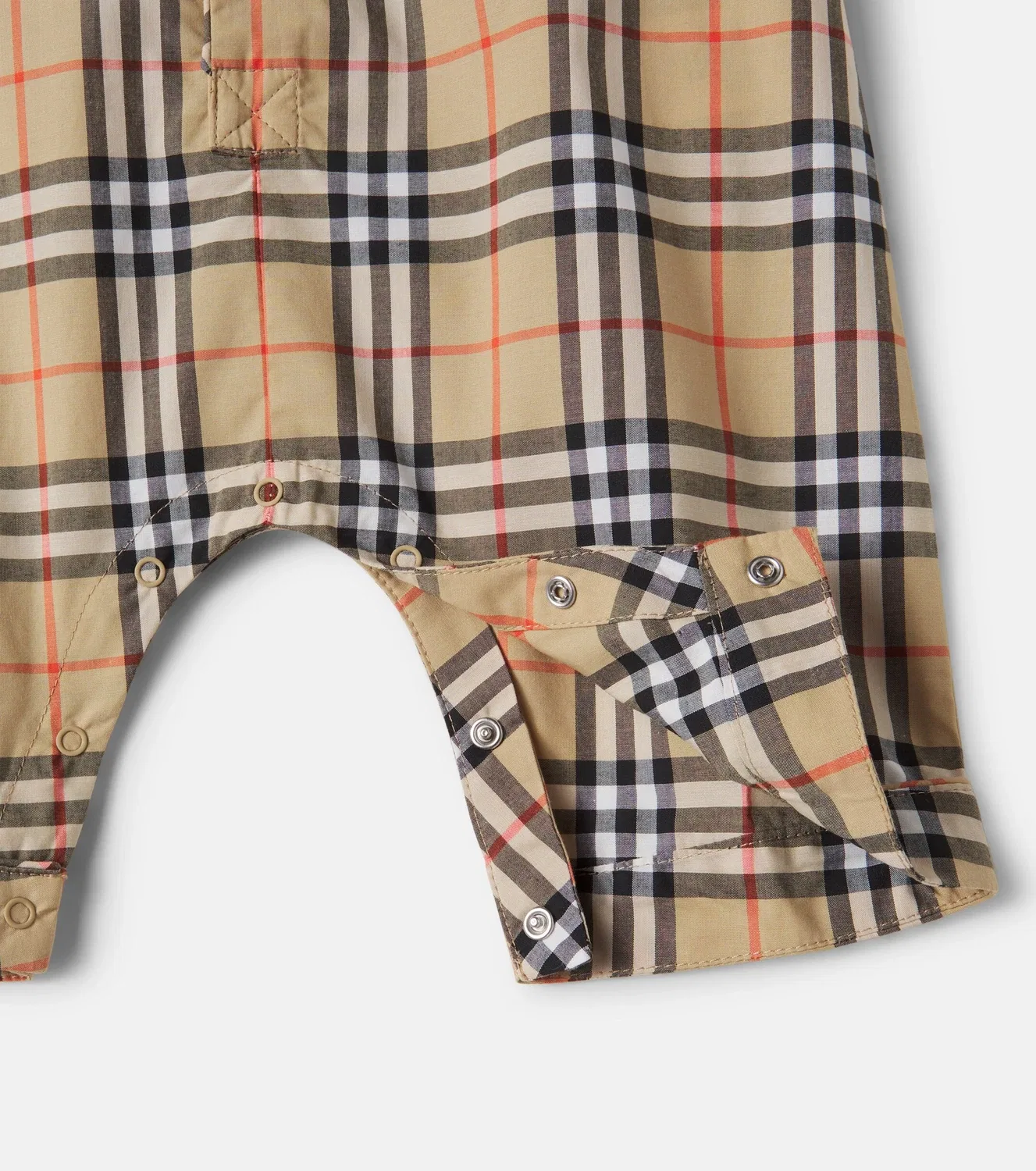Комбинезон хлопковый Baby Burberry Check Burberry Kids, бежевый — фото 4