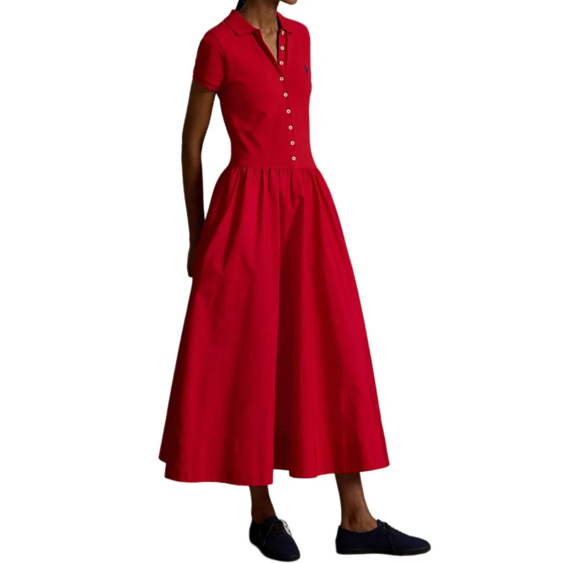Женское платье-трапеция с коротким рукавом поло Berry Red Polo Ralph Lauren, Berry Red — фото 3