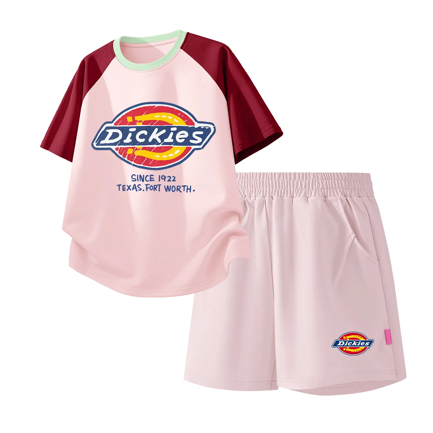 Детский спортивный комплект с принтом S Logo Dickies, Green Pink/Mist White — фото 4