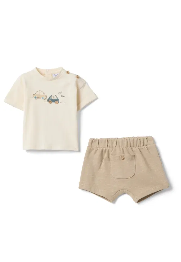 Комплект для новорожденных с принтом Organic newborn set Ovs, light beige, светло-бежевый