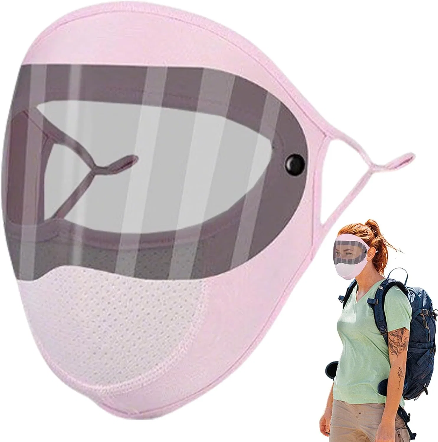 Защитная маска для лица от солнца, полиэстер, UPF50+, 27x22x6 см, Rosa Generisch