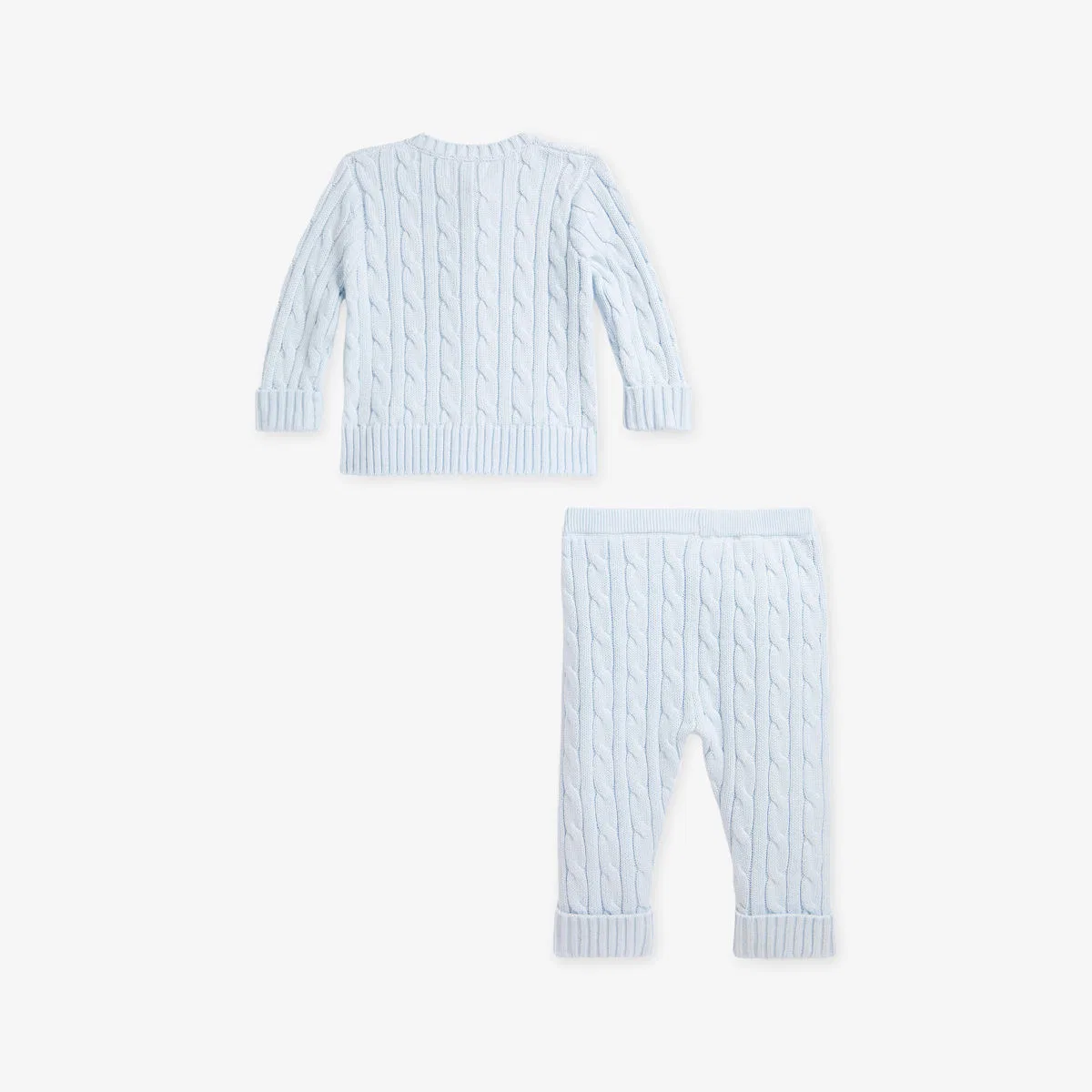 Детский хлопковый кардиган и штанишки с вышивкой Polo Ralph Lauren, синий — фото 3