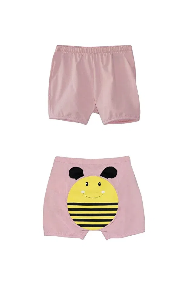 Детские шорты для девочек с принтом Bee Printed Lovetti, Powder Pink