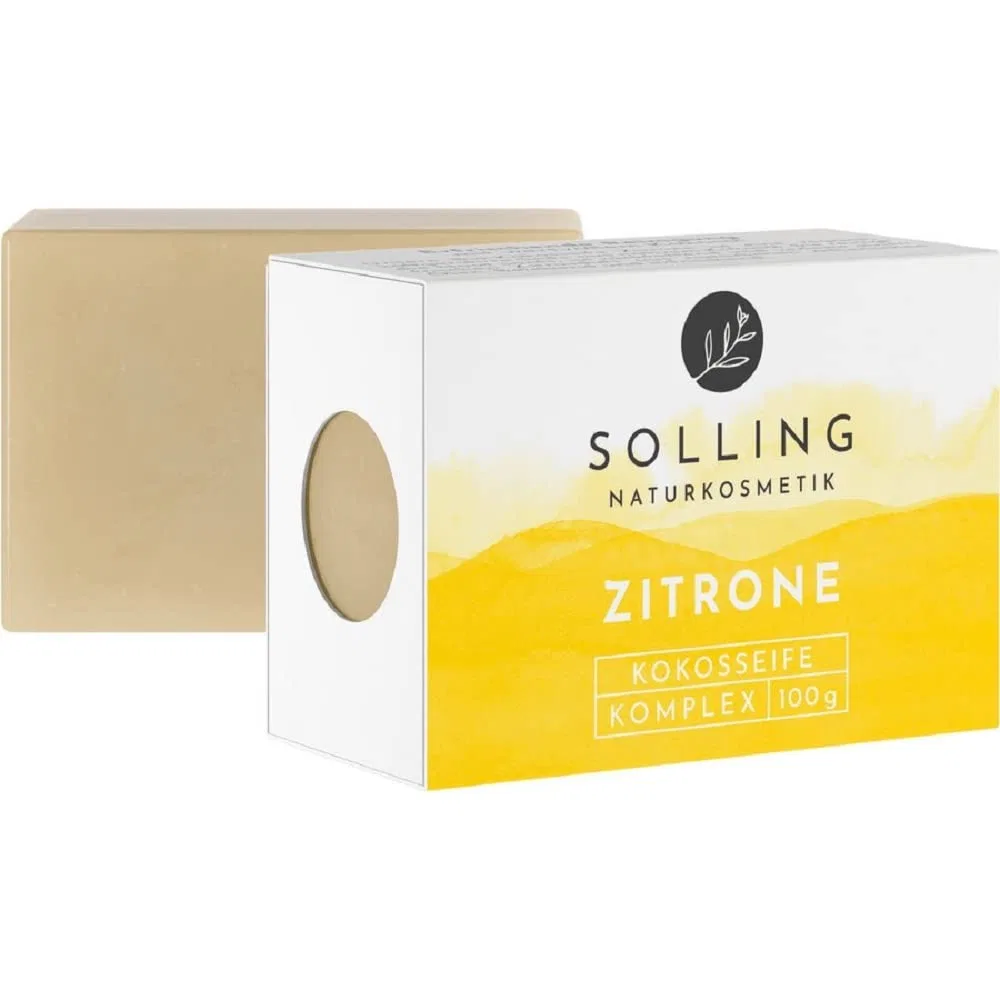 Твердое мыло Coconut Oil Soap Lemon, Ölmühle Solling, 3 шт, 100 г