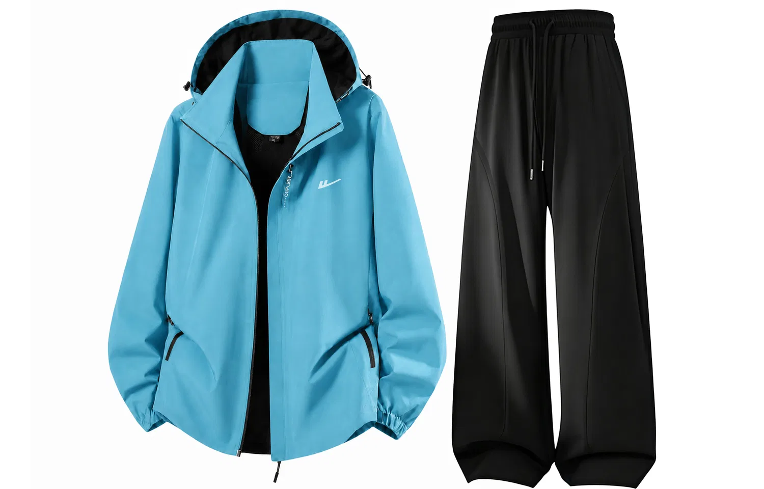 Детский комплект куртка и брюки с капюшоном, ветрозащитный, Light Blue And Black, WARRIOR