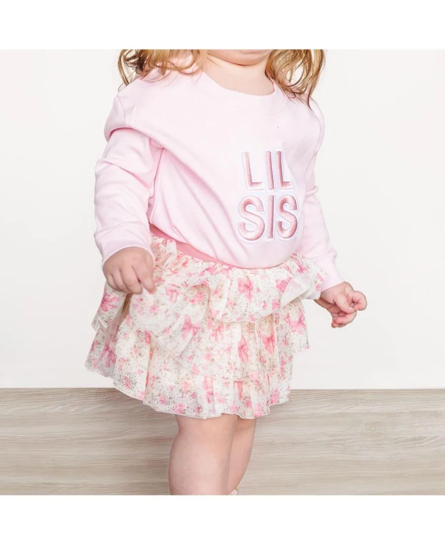 Боди-комбинезон с длинным рукавом, с вышивкой Lil Sis Sweet Wink, Ballet Pink — фото 3