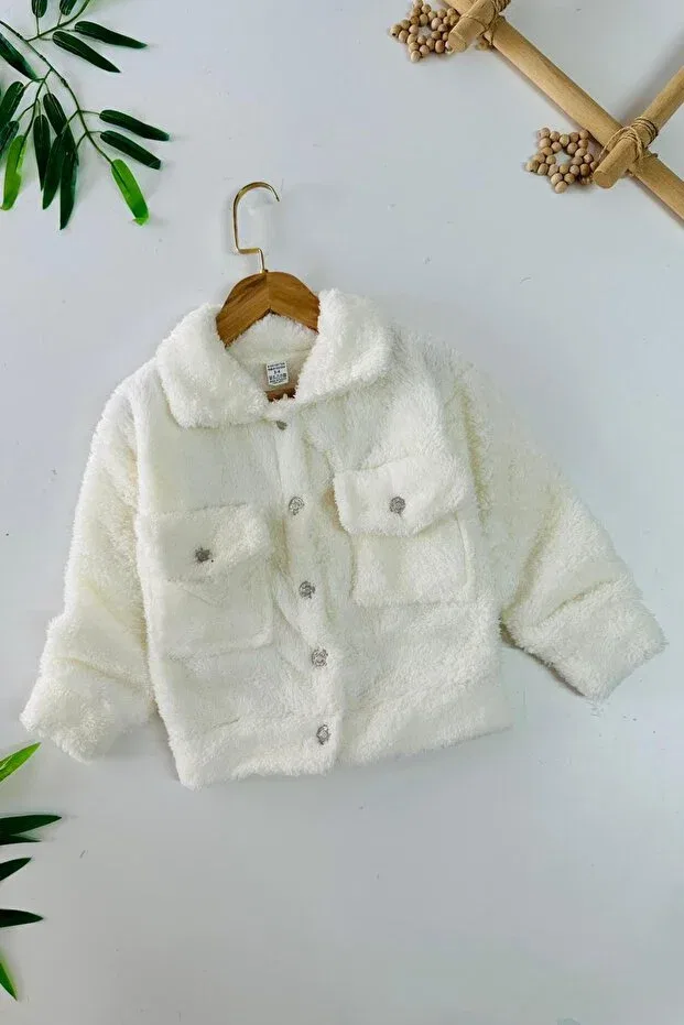 Детский кардиган для девочек из плюша Minigimin Cicileri, Nude Color — фото 2
