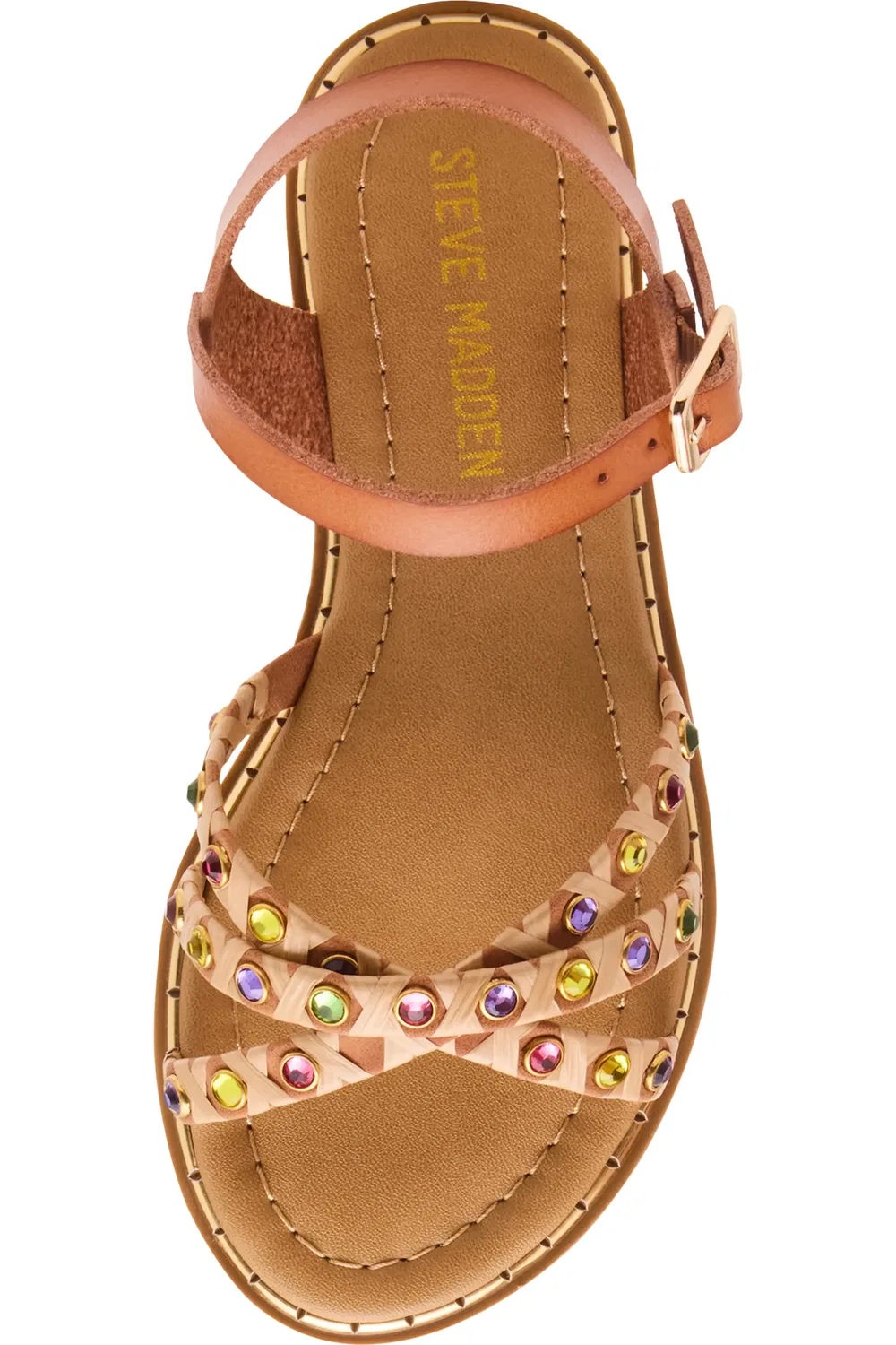 Сандалии детские с кристаллами Gillian Steve Madden, Cognac Multi — фото 4