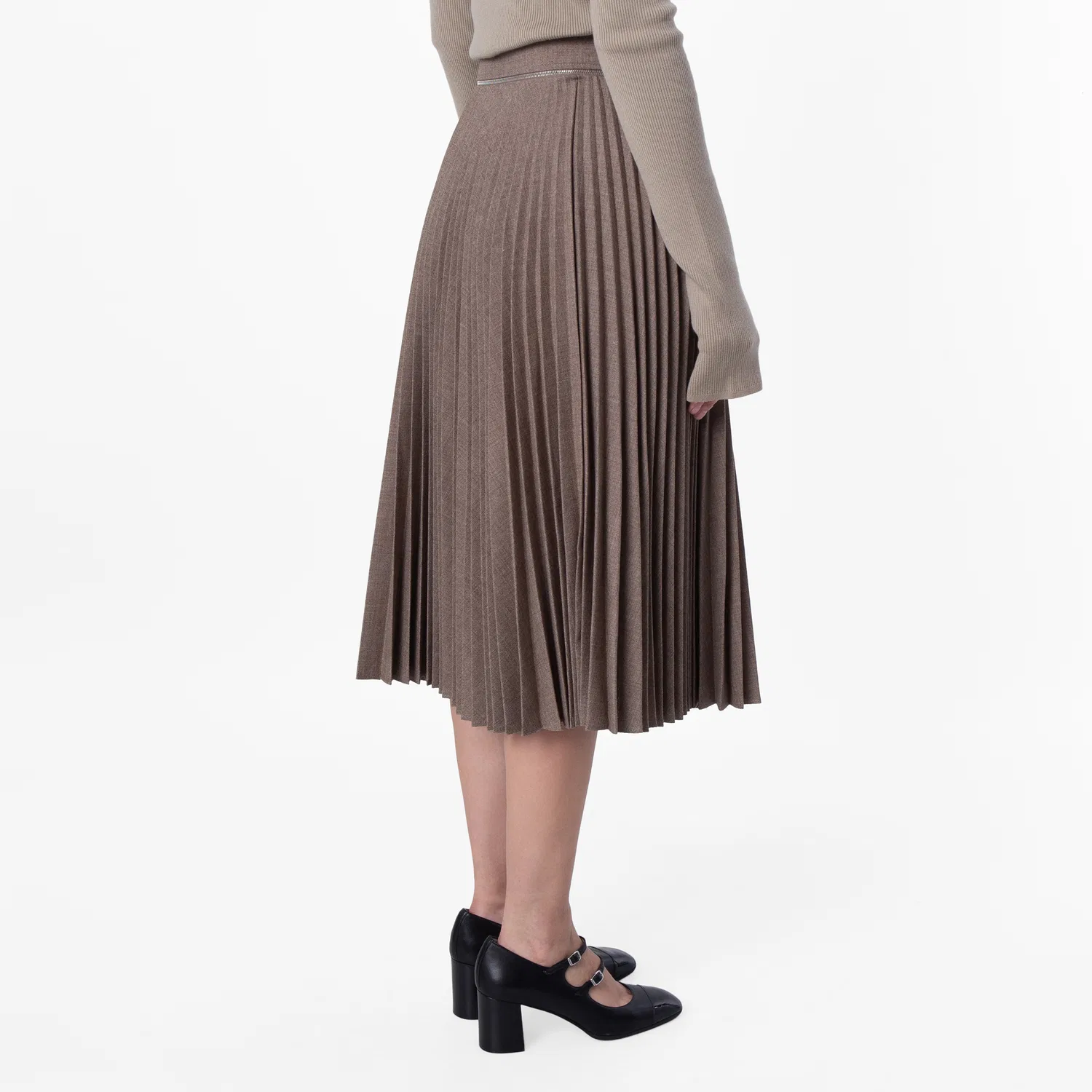 Юбка миди плиссированная из шерсти Pleated Wool Midi Skirt Burberry, Linden Melange — фото 3