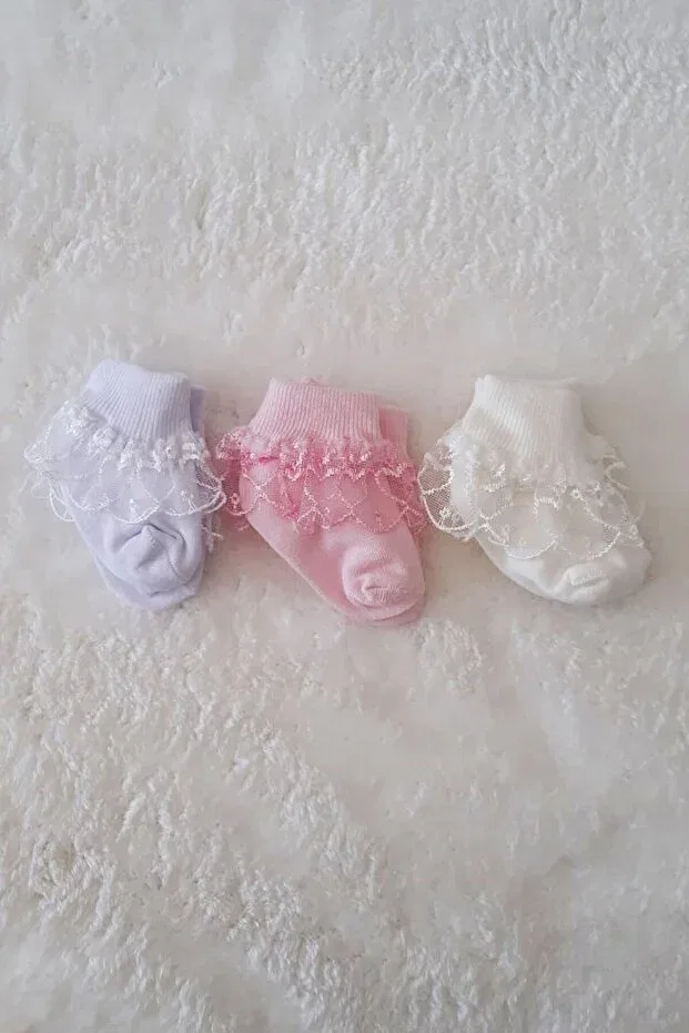 Детские носки для девочек с кружевом Babette Socks Hepsine Rakip, Pink