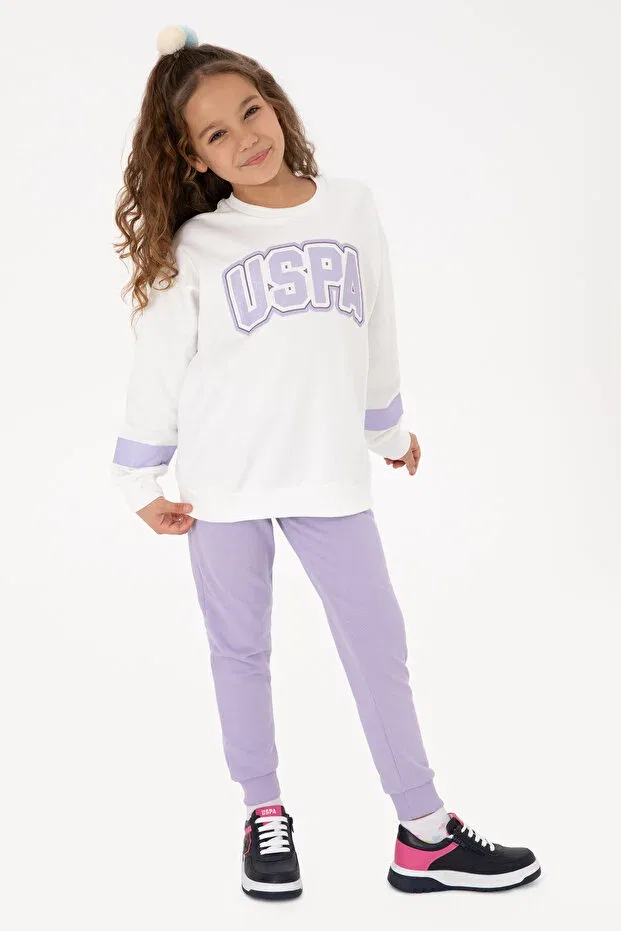 Детский спортивный костюм для девочек с принтом U.S. Polo Assn., White — фото 2