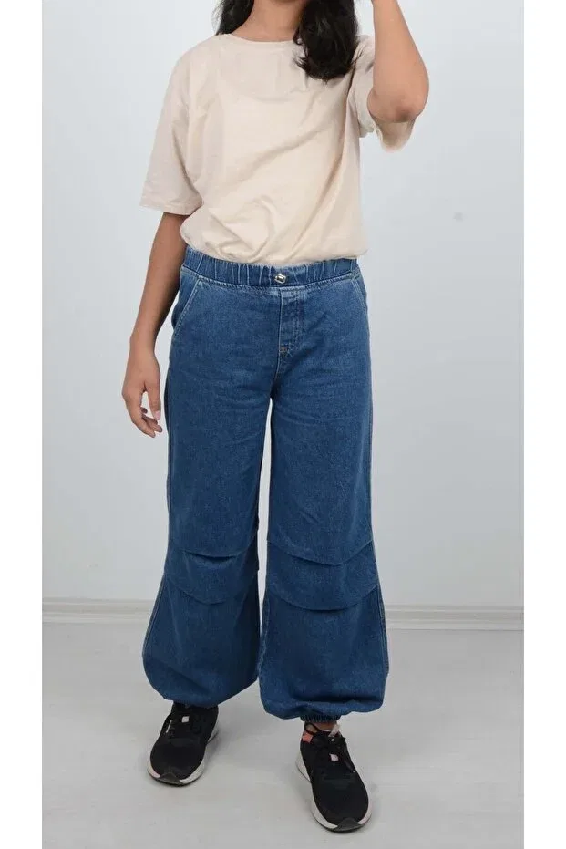 Детские джинсы для девочек свободного кроя Parachute Jeans Refa Collection, Dark Indigo
