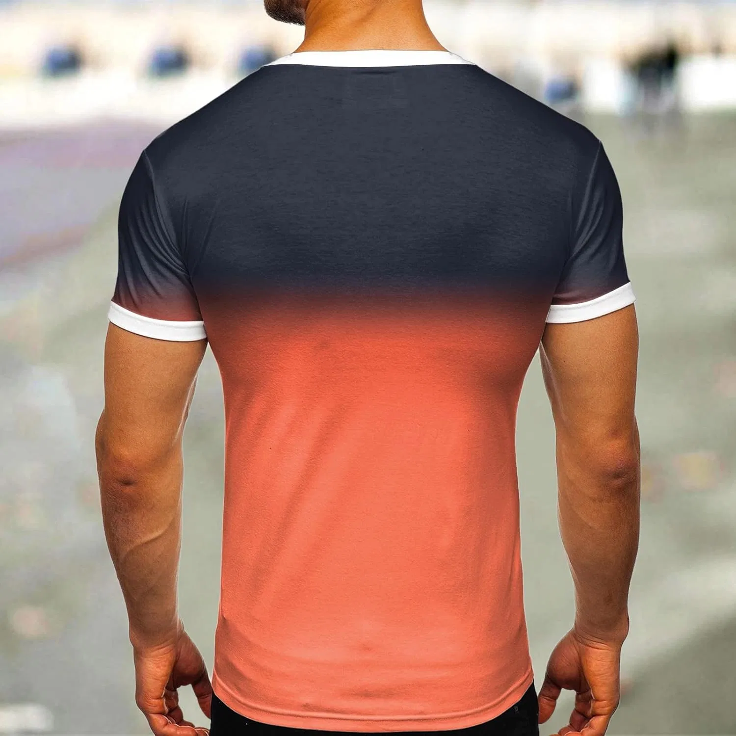 Мужская футболка с градиентом Short Sleeve Round Neck Tee, Orange — фото 3