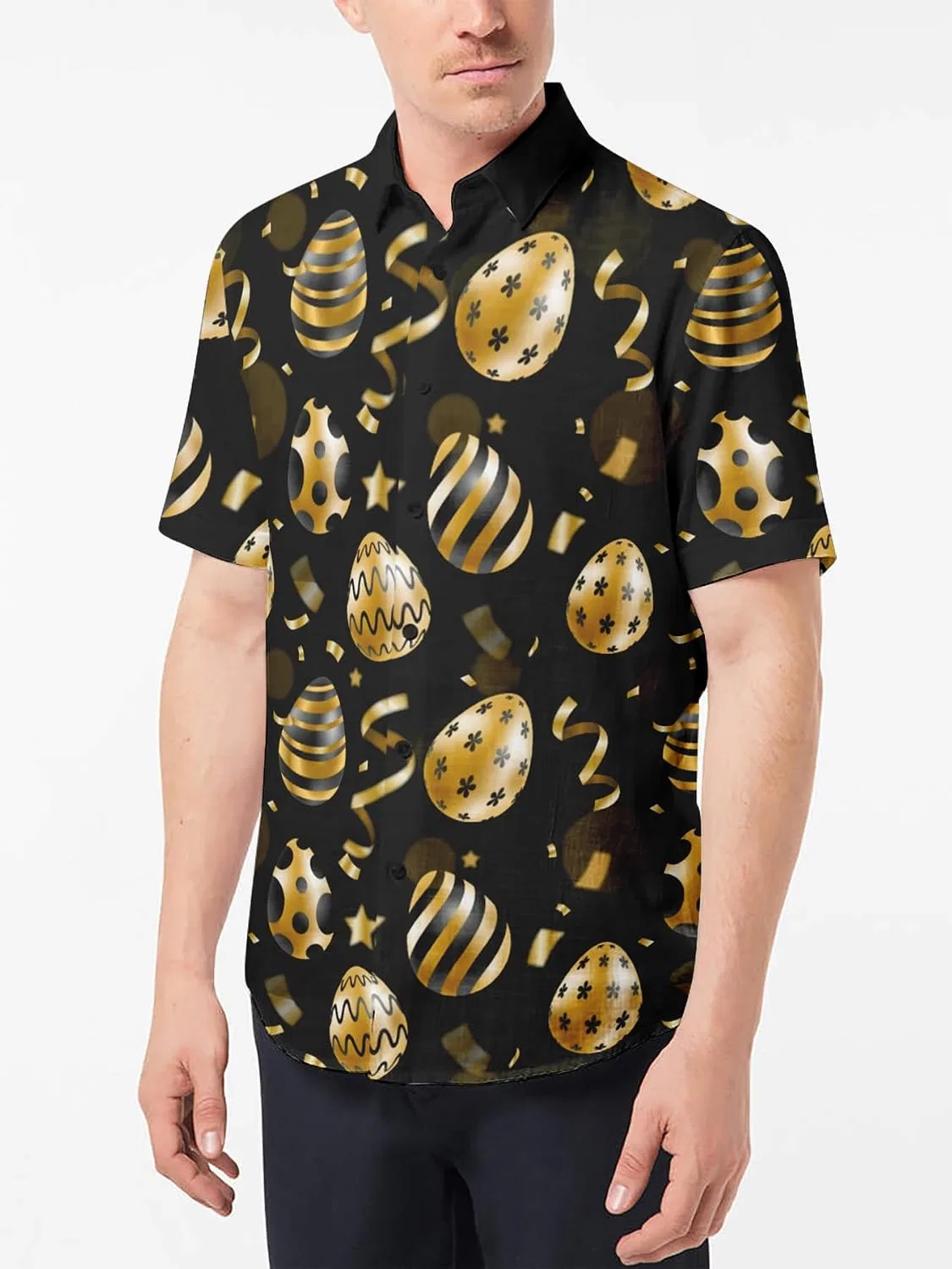Мужская рубашка с принтом Easter Button Down Shirts, золотистый — фото 4