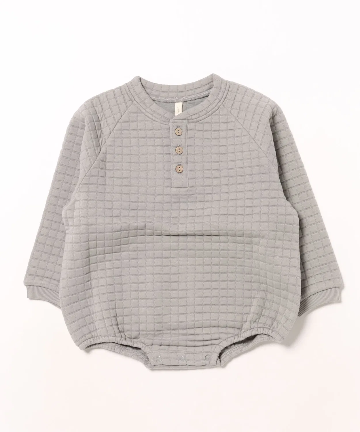 Детский длинный рукав хлопковый боди-комбинезон Henley Bubble Romper Quincy Mae, Dusty Blue