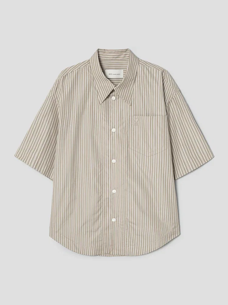 Футболка с коротким рукавом свободного кроя AMI PARIS, Beige