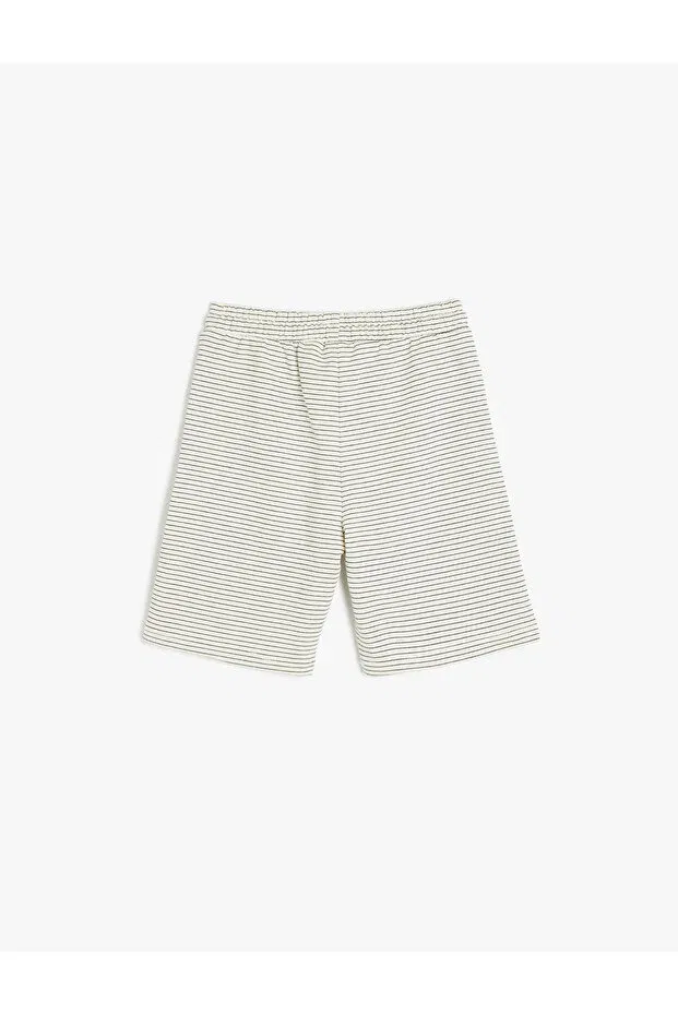 Детские шорты для мальчиков хлопковые Striped cotton bermuda shorts with lace-up waist Koton, Navy Blue Striped — фото 2