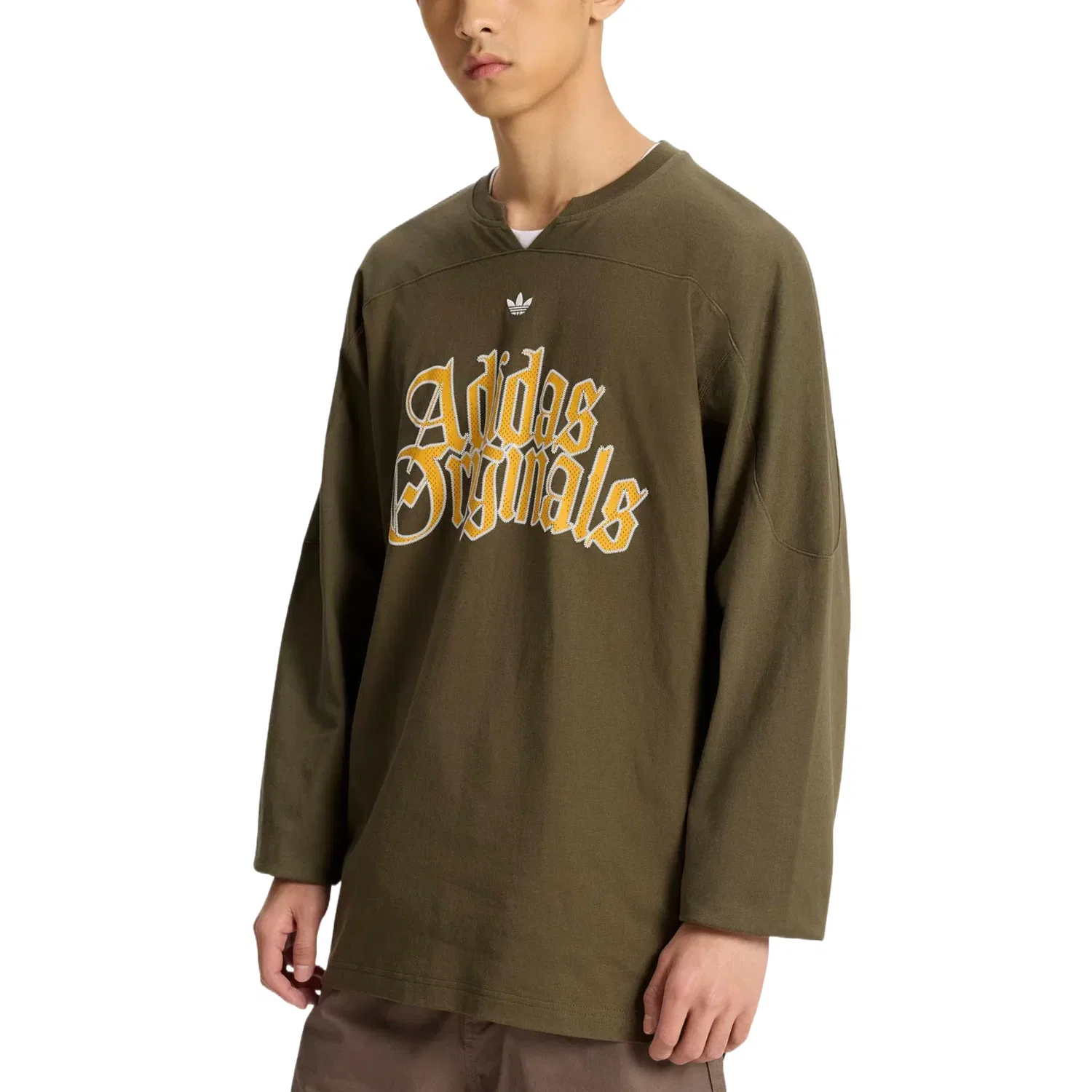 Мужская футболка с длинным рукавом Adidas OG M Tee LS T-Shirt, цвет Olive Green — фото 3