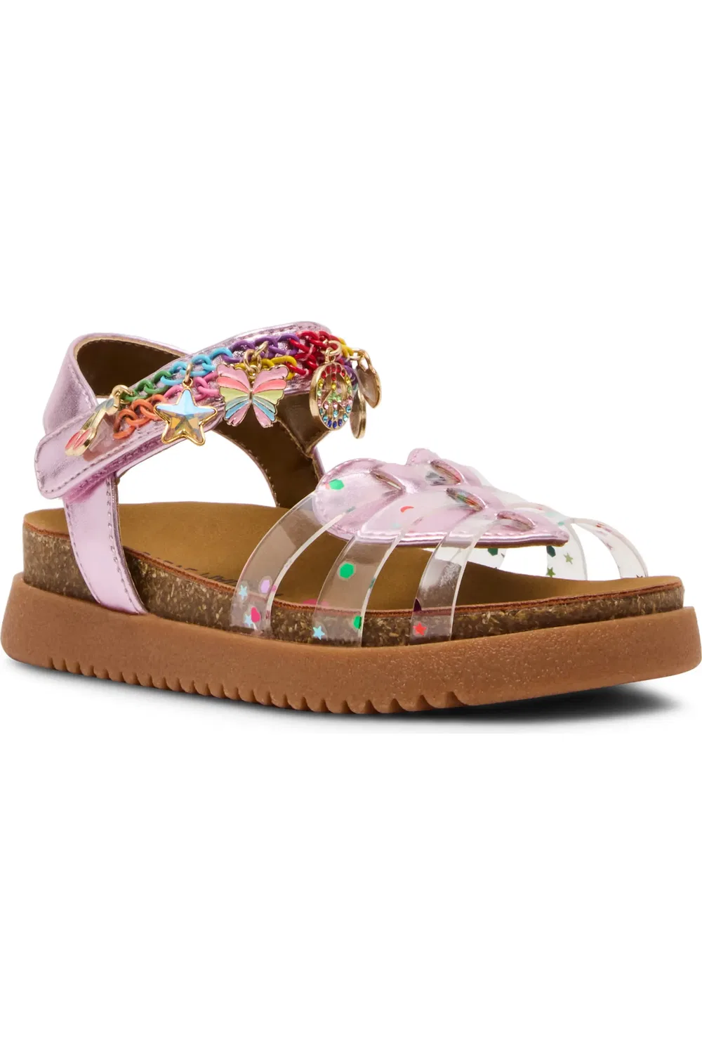 Сандалии детские с блестками и цепочками Comet Steve Madden, Pink/Clear Multi