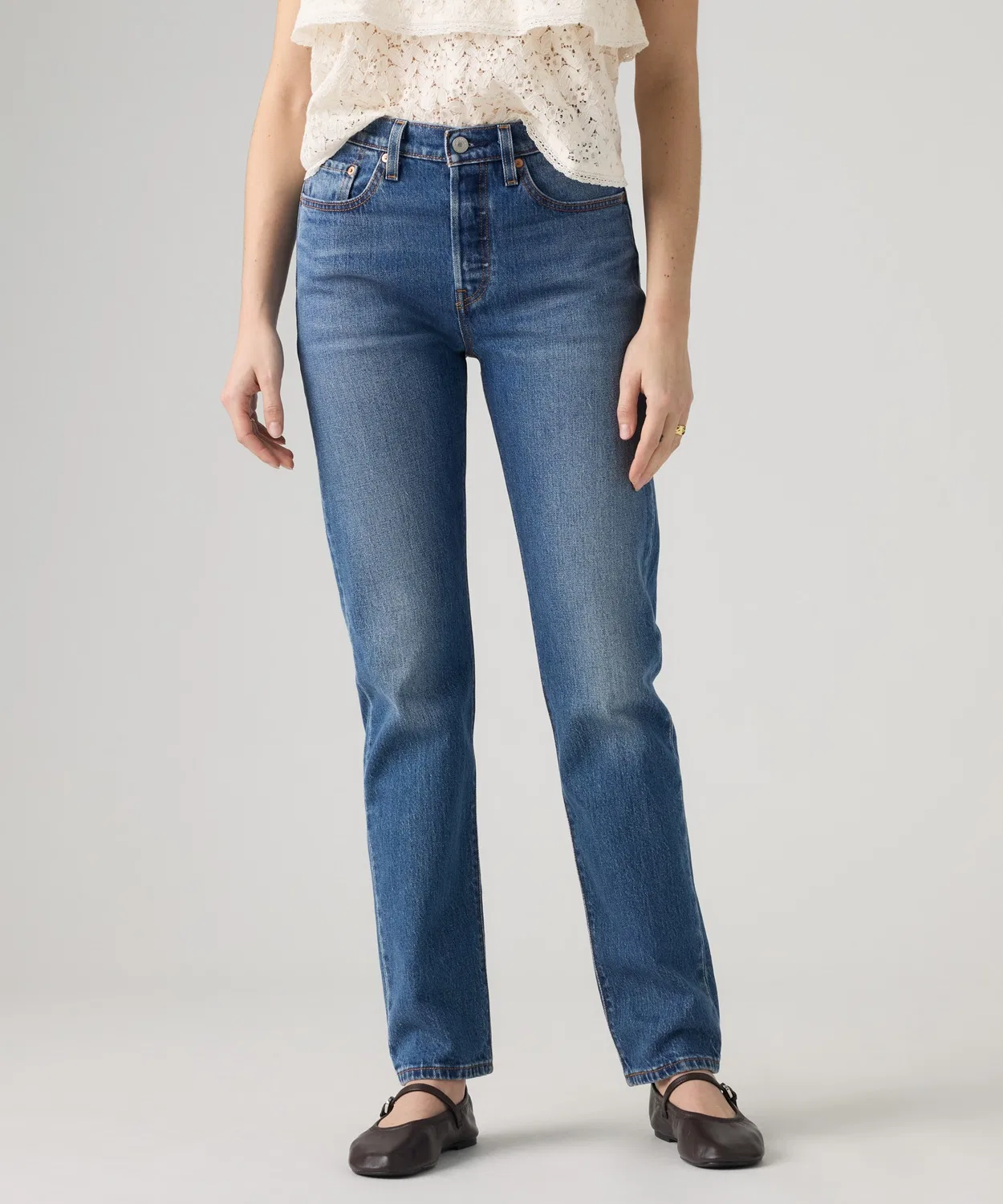 Женские классические джинсы прямого кроя с пуговицами 501 ORIGINAL Levi's, Indigo Blue