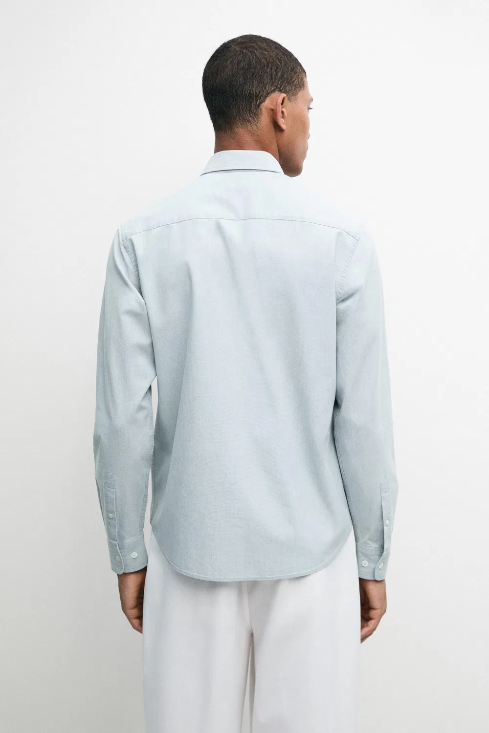 Рубашка Massimo Dutti 100% Cotton Denim, небесно-голубой — фото 4