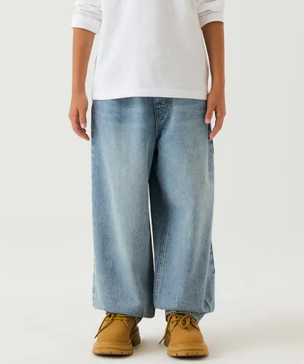 Джинсы с широкими штанинами на резинке Musinsa Standard Kids, Light Indigo