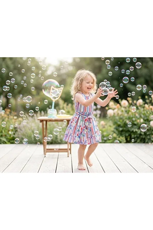 Детское платье для девочек с принтом Hilal Akıncı Kids, Blue — фото 2