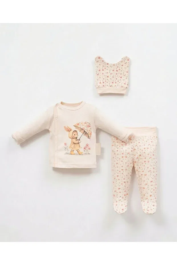 Детский комплект для новорожденных для девочек хлопковый Rabbit Detailed Viamaris, Multicolor — фото 2