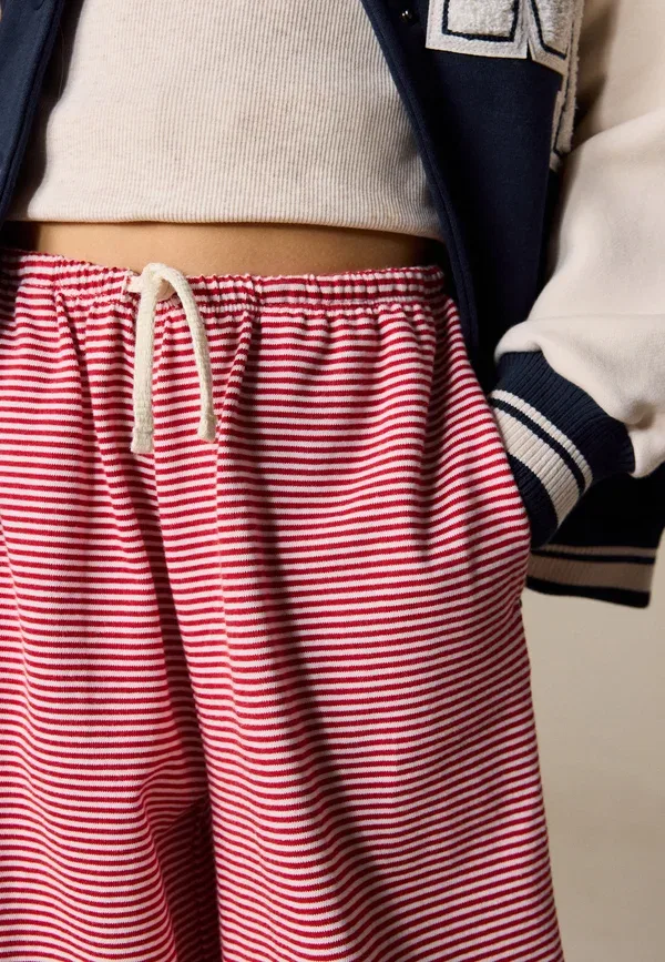 Брюки хлопковые Wide leg - tracksuit bottoms Next, красная полоска