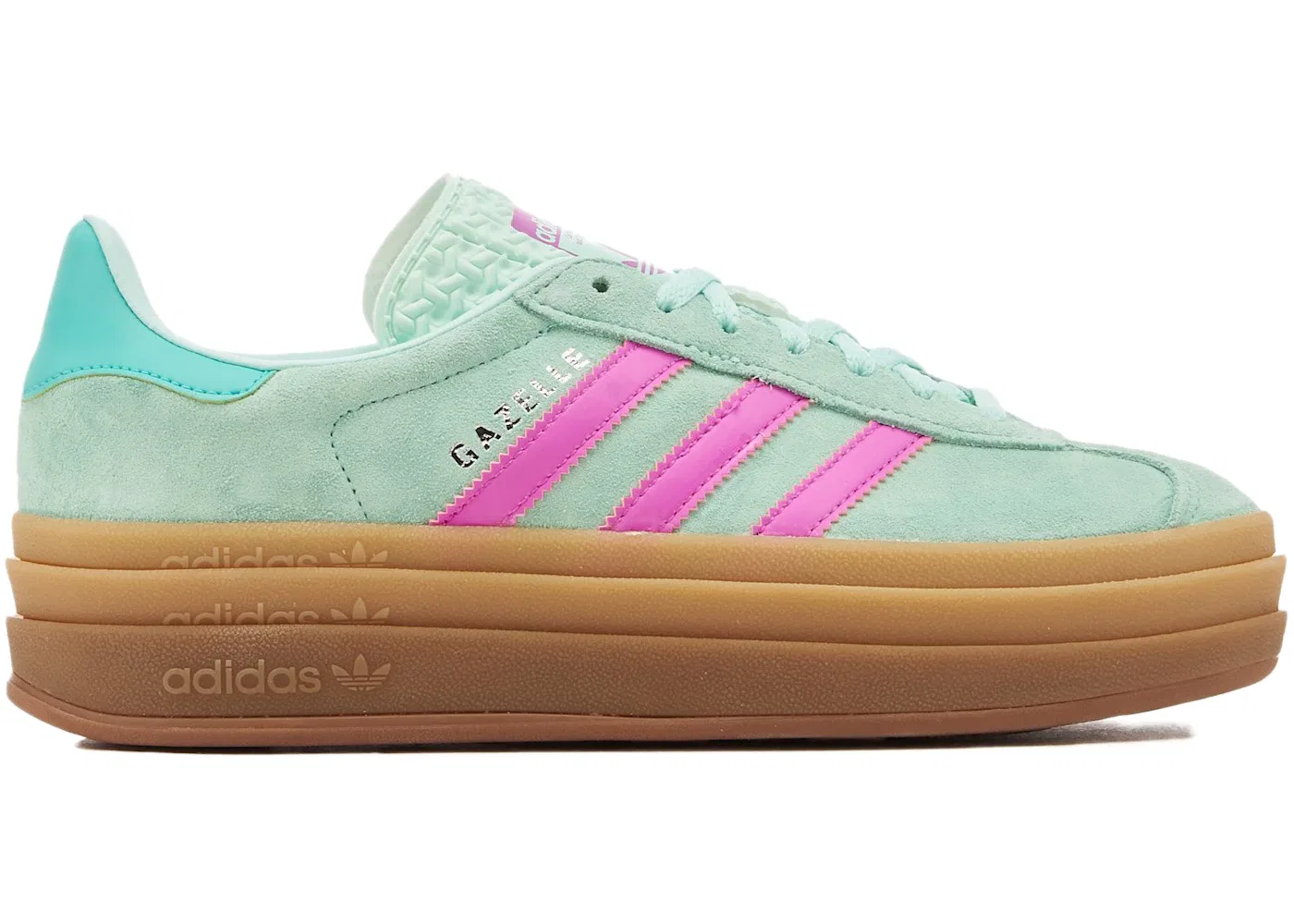Детские кроссовки Lifestyle с принтом Adidas Gazelle Bold, Green/Turquoise/Pink/Gum