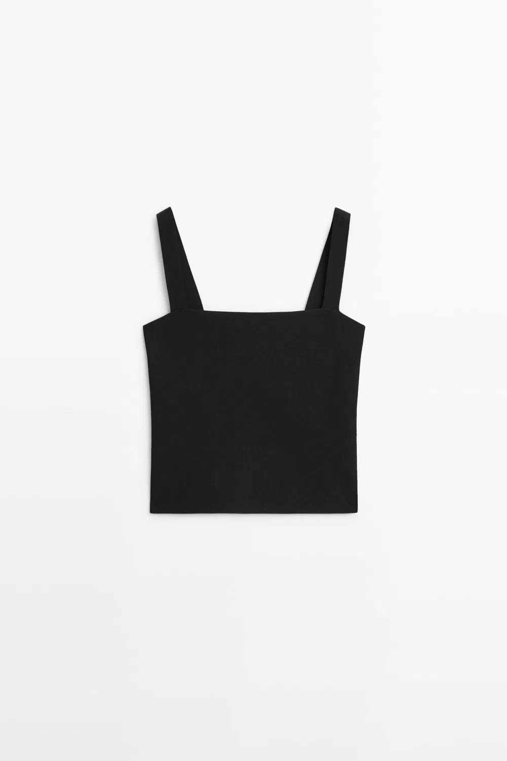 Топ Massimo Dutti Knit With A Square Neckline, черный — фото 2