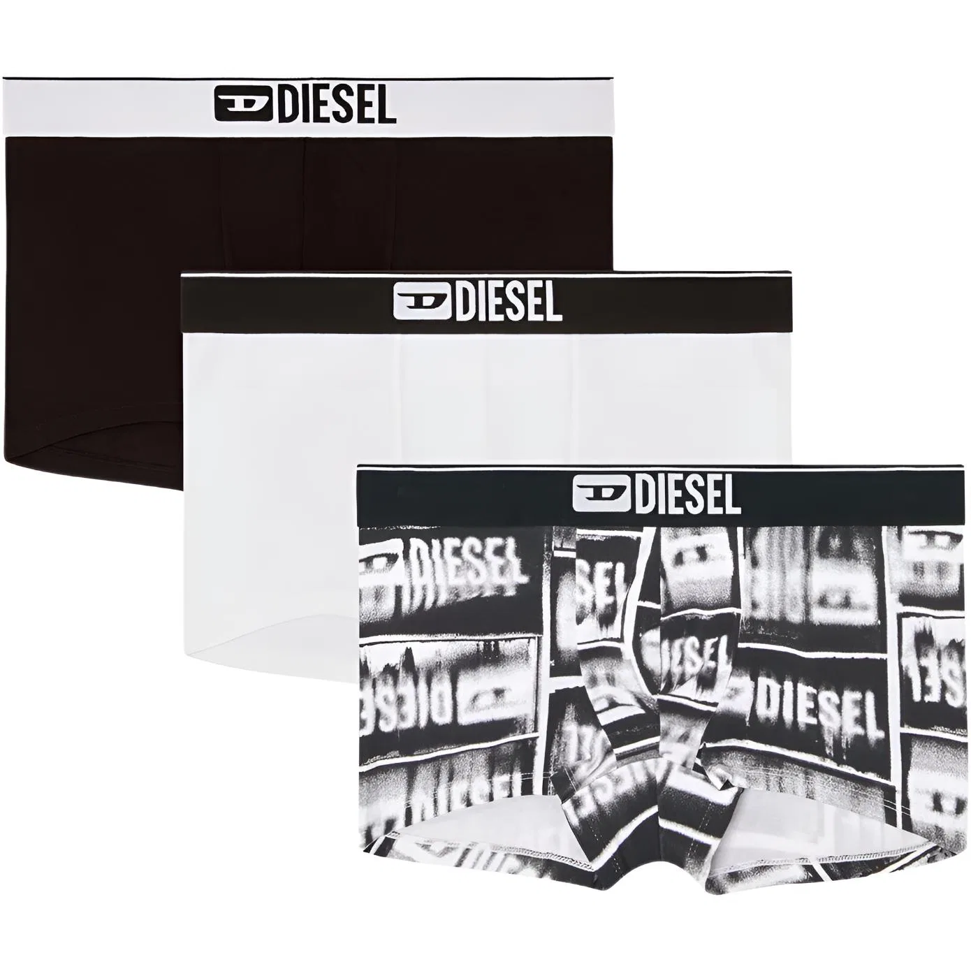 Мужские боксеры-брифы набор из 3 штук Damien DIESEL, 3 Pack (Black+White+Multicolor)