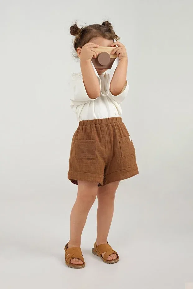 Детские шорты для девочек с рюшами Mioma Kids, Brown