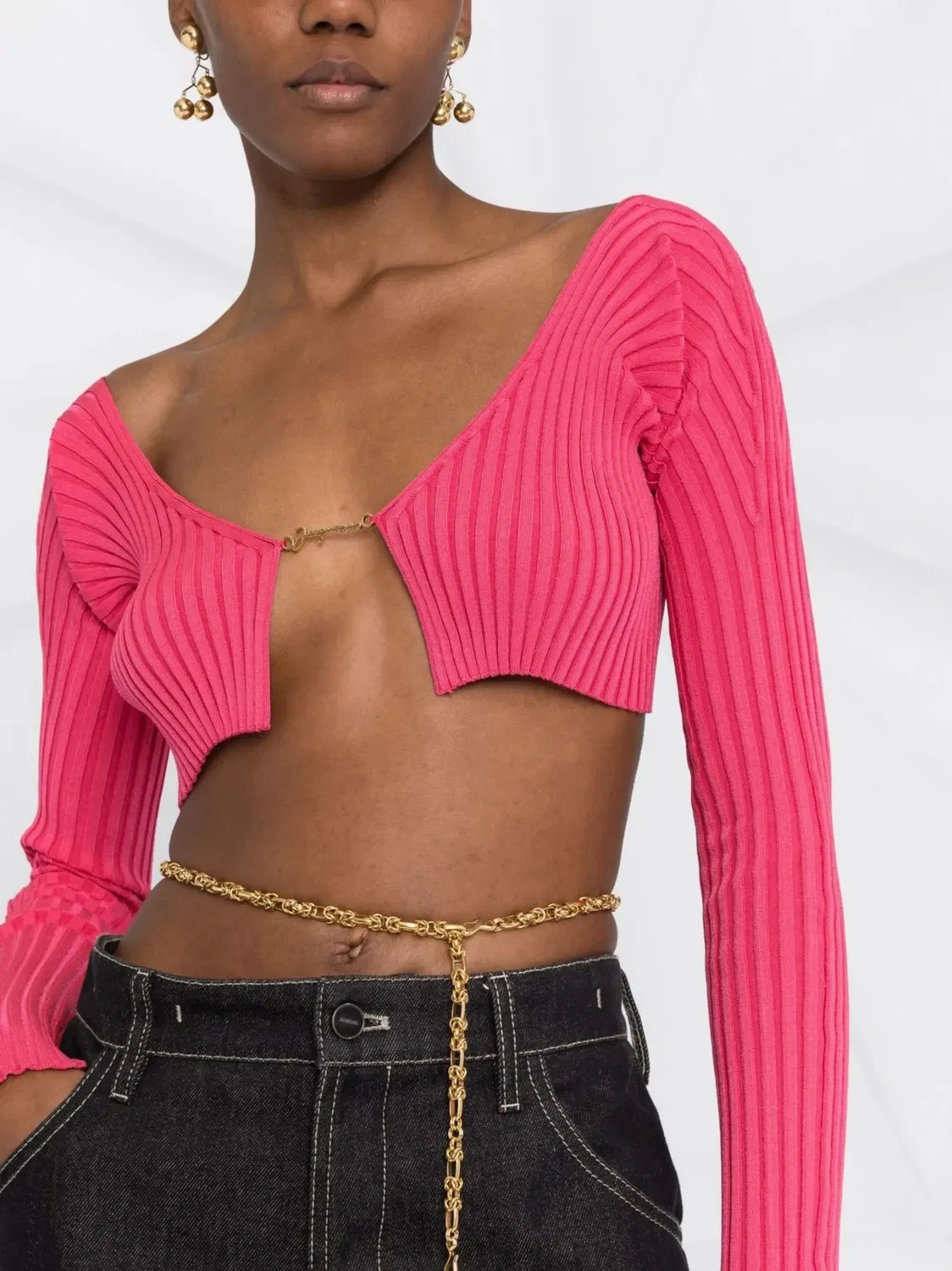 Jacquemus Укороченный кардиган La Maille Pralu розовый — фото 4