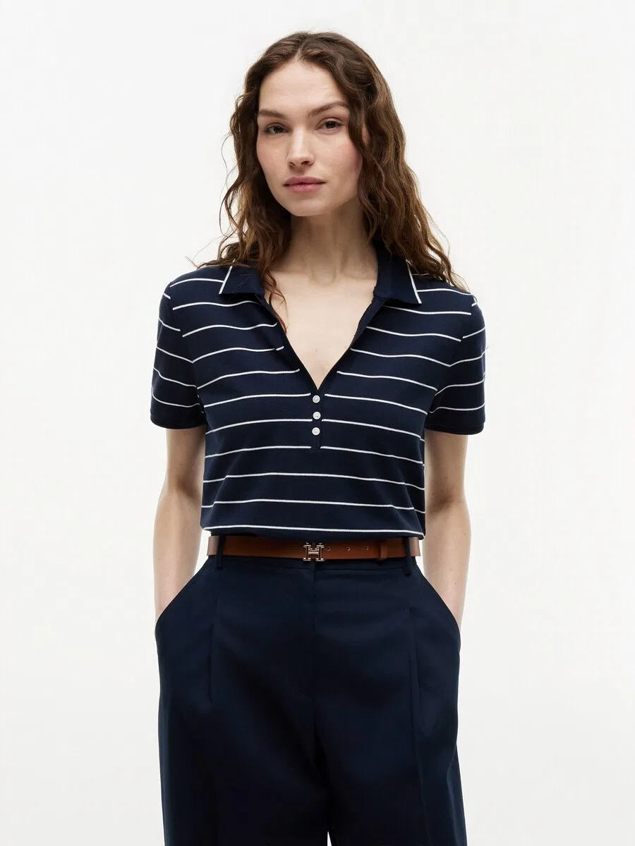 Футболка TOMMY HILFIGER "стандартный крой" темно-синего цвета — фото 2