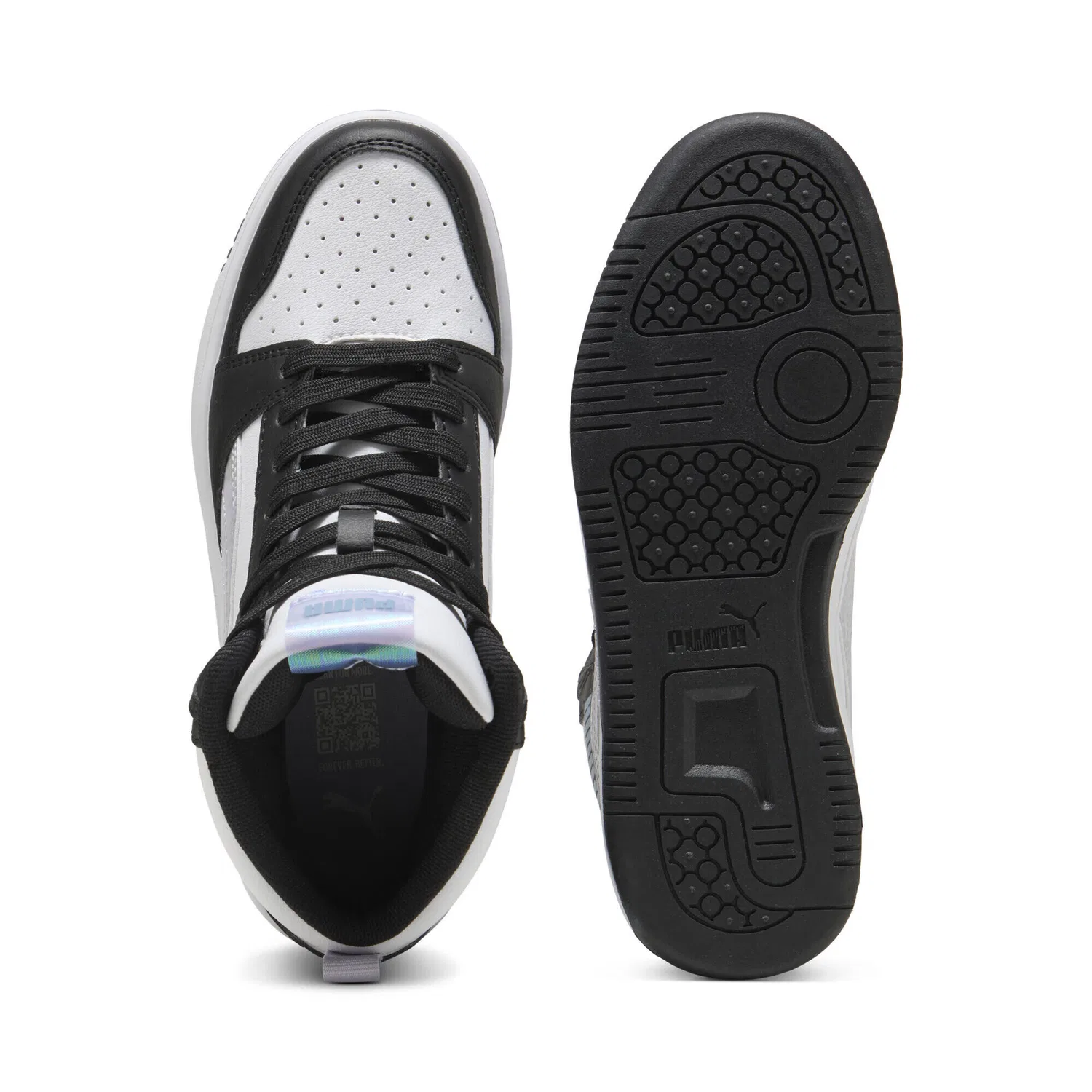 Детские кроссовки для девочек с высоким верхом Rebound V6 Mid Space Belle Puma, Schwarz Violett Weiss — фото 4