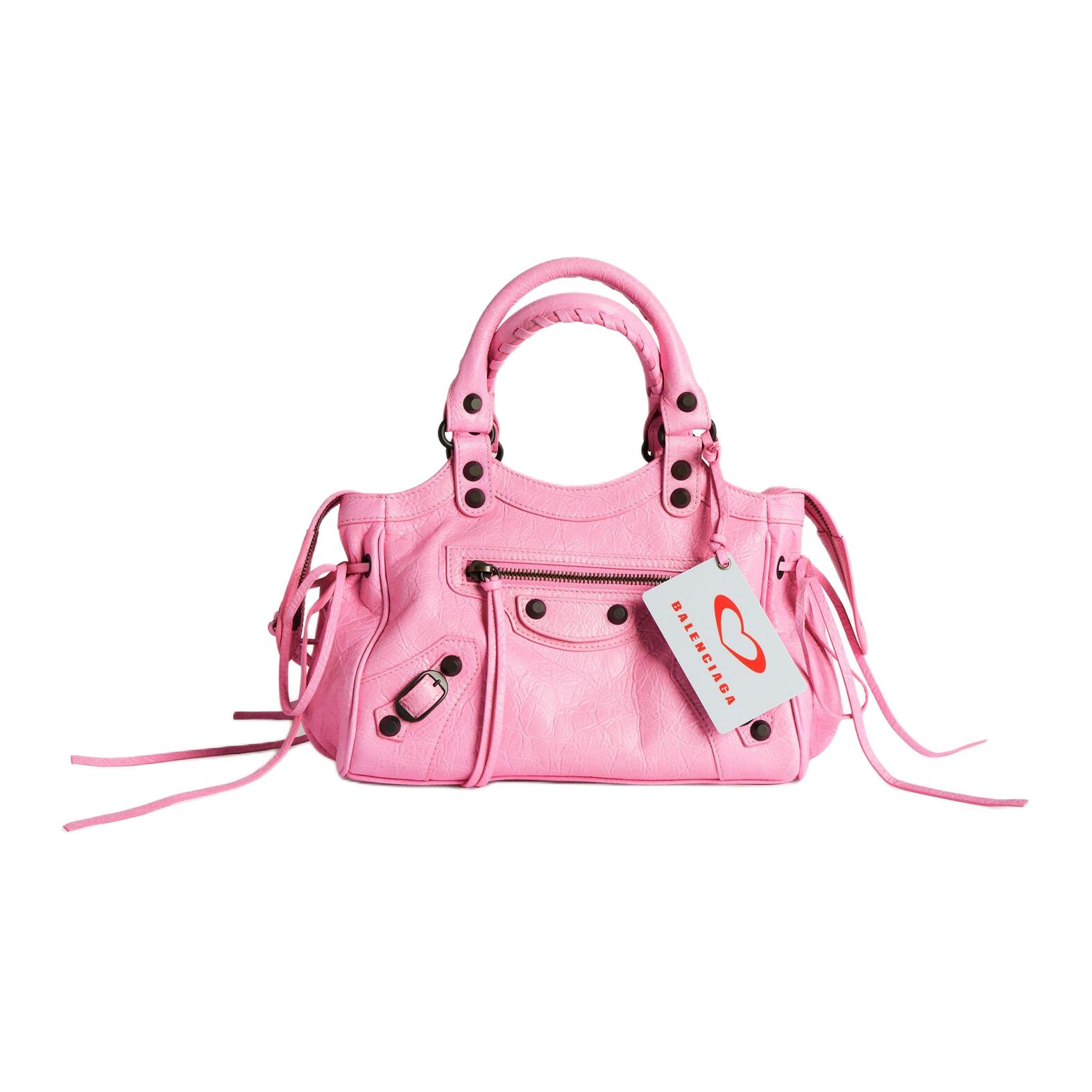 

Balenciaga Городская женская сумка из овчины малая розовая