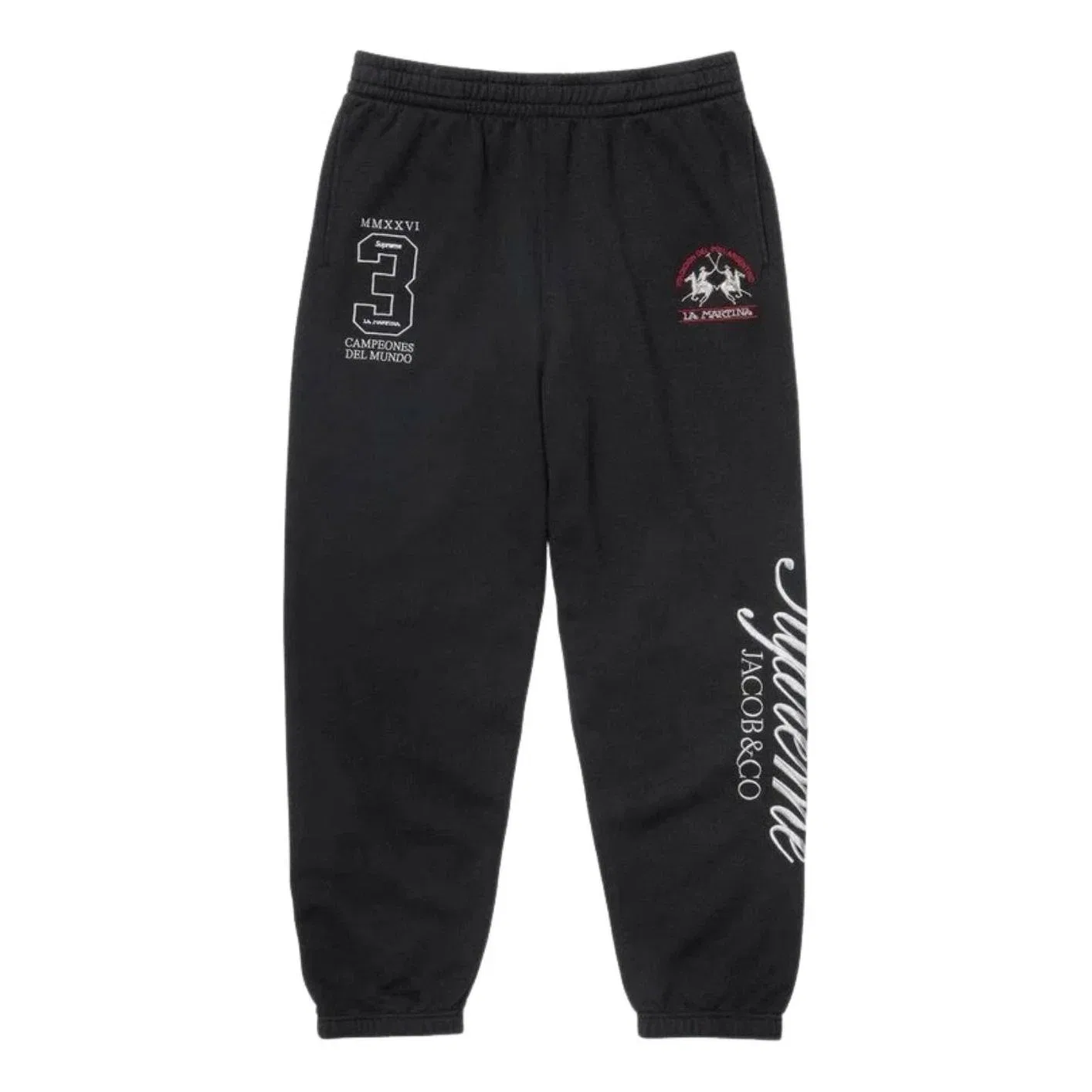 Мужские спортивные штаны с принтом Supreme x La Martina SS26, черный