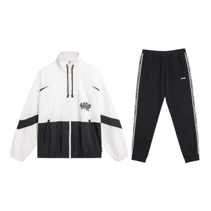 Детский спортивный комплект из лонгслива и брюк Li-Ning, Белый Черный