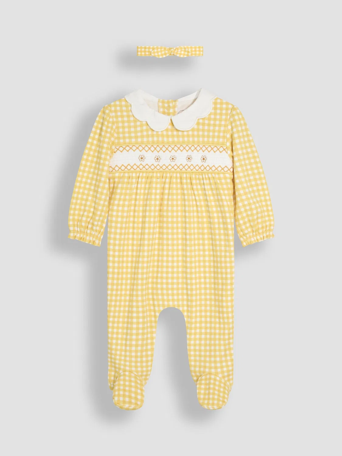 Комбинезон для новорожденных с цветочной вышивкой Jojo Maman Bébé, желтый