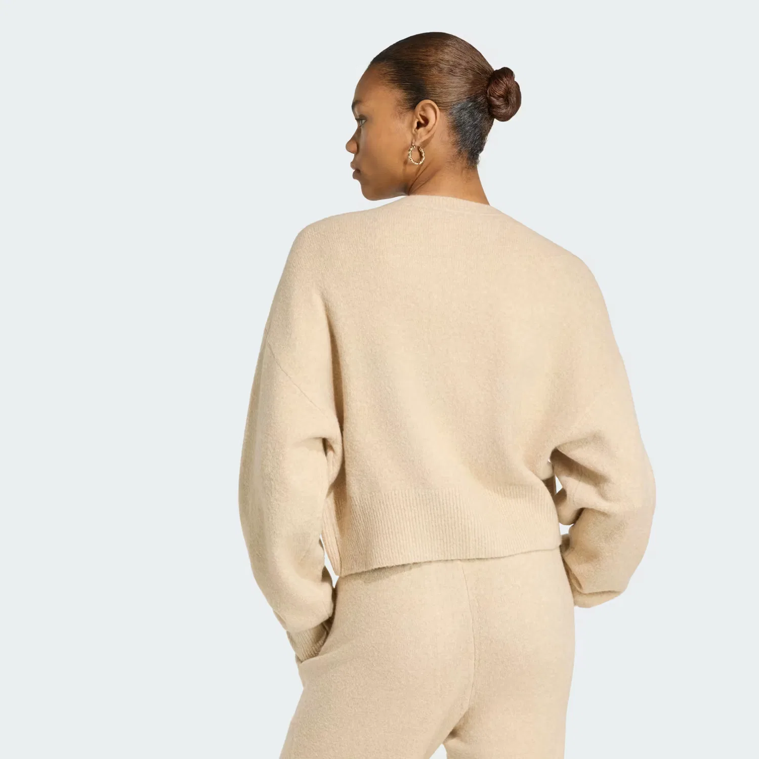 Женский вязаный кардиган свободного кроя Essentials Knit Cardigan Adidas Originals, Khaki Three — фото 2