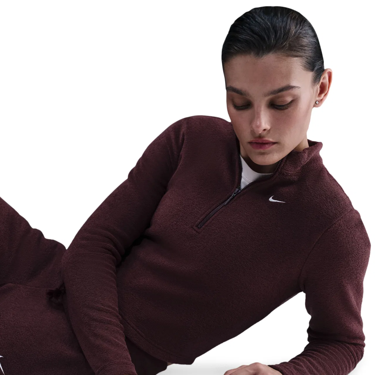 Женская футболка с длинным рукавом Phoenix Plush Nike, цвет Maroon/Maroon — фото 3