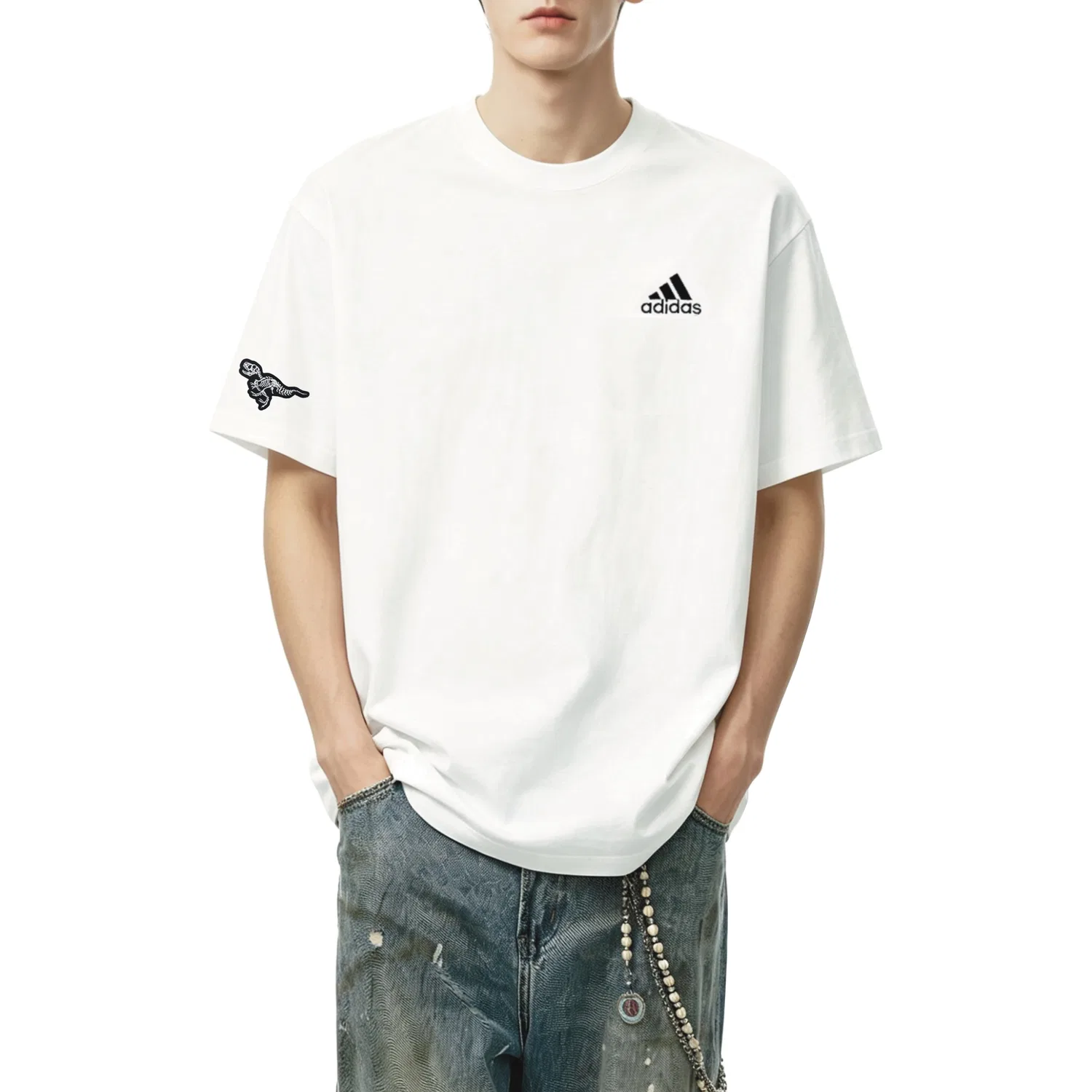 Футболка с принтом Adidas MUST HAVES, White — фото 4