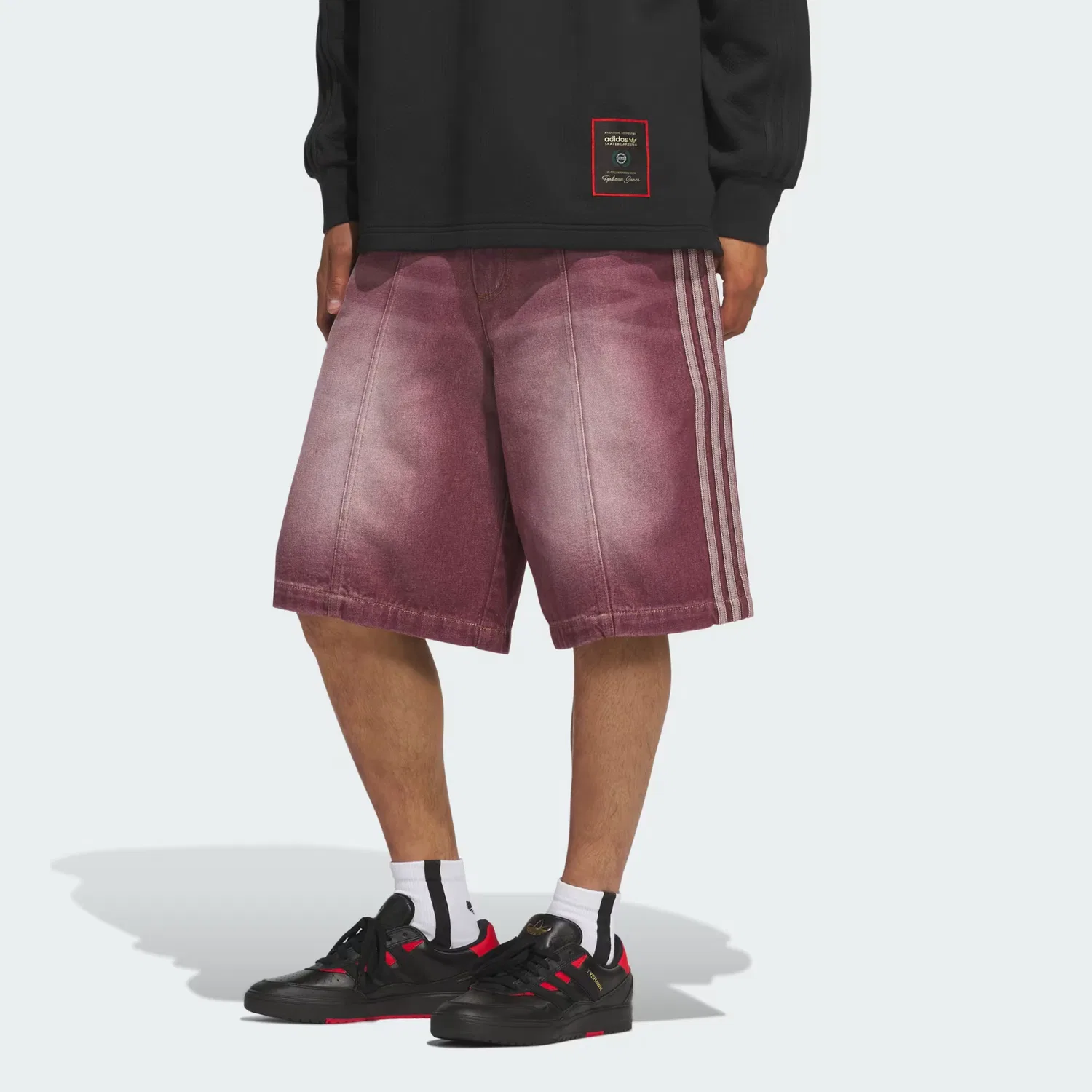 Джинсовые шорты свободного кроя SKATEBOARDING x TYSHAWN Adidas Originals, бордовый — фото 3