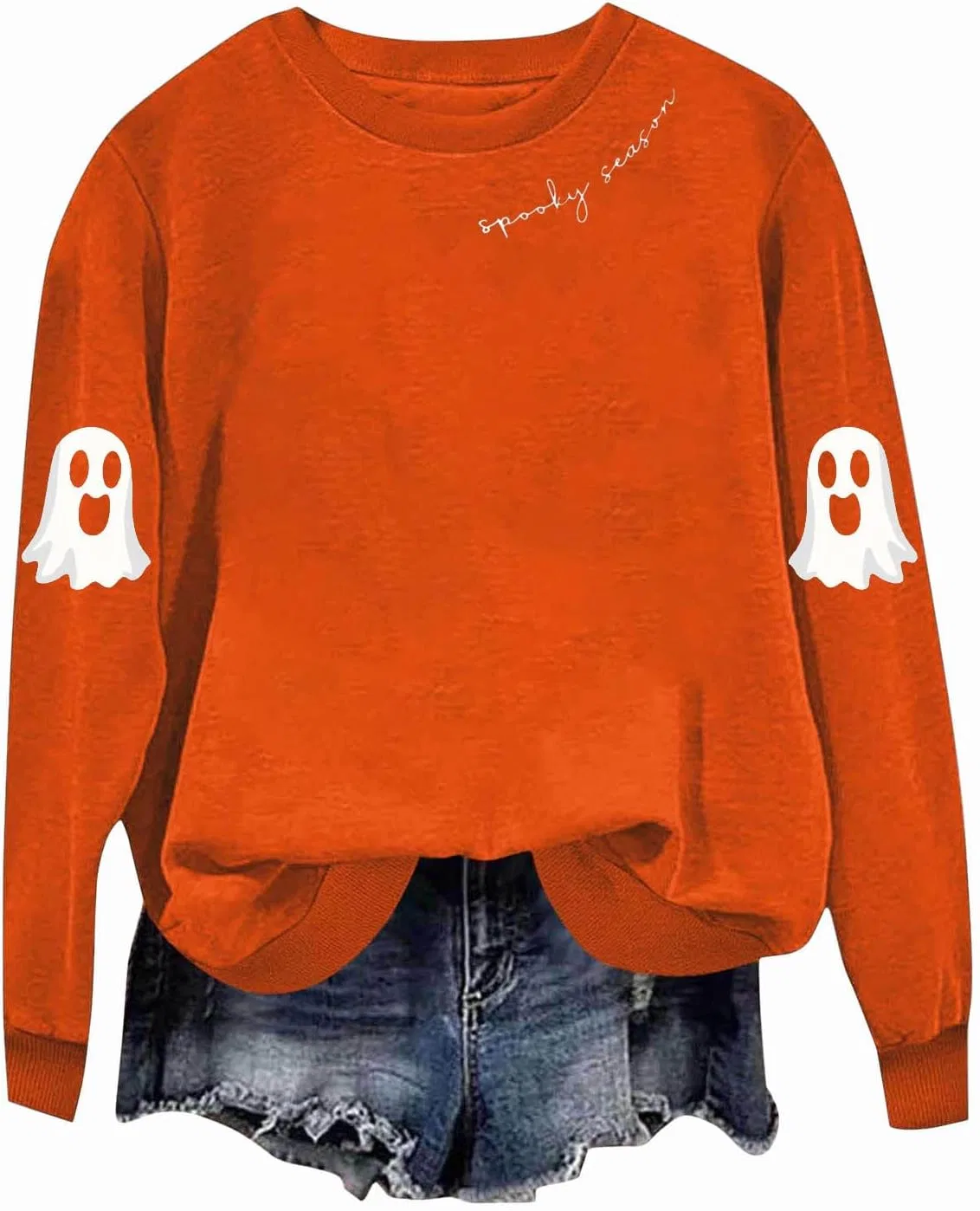 Женский свитшот с принтом Spooky Season, Bd_orange — фото 3