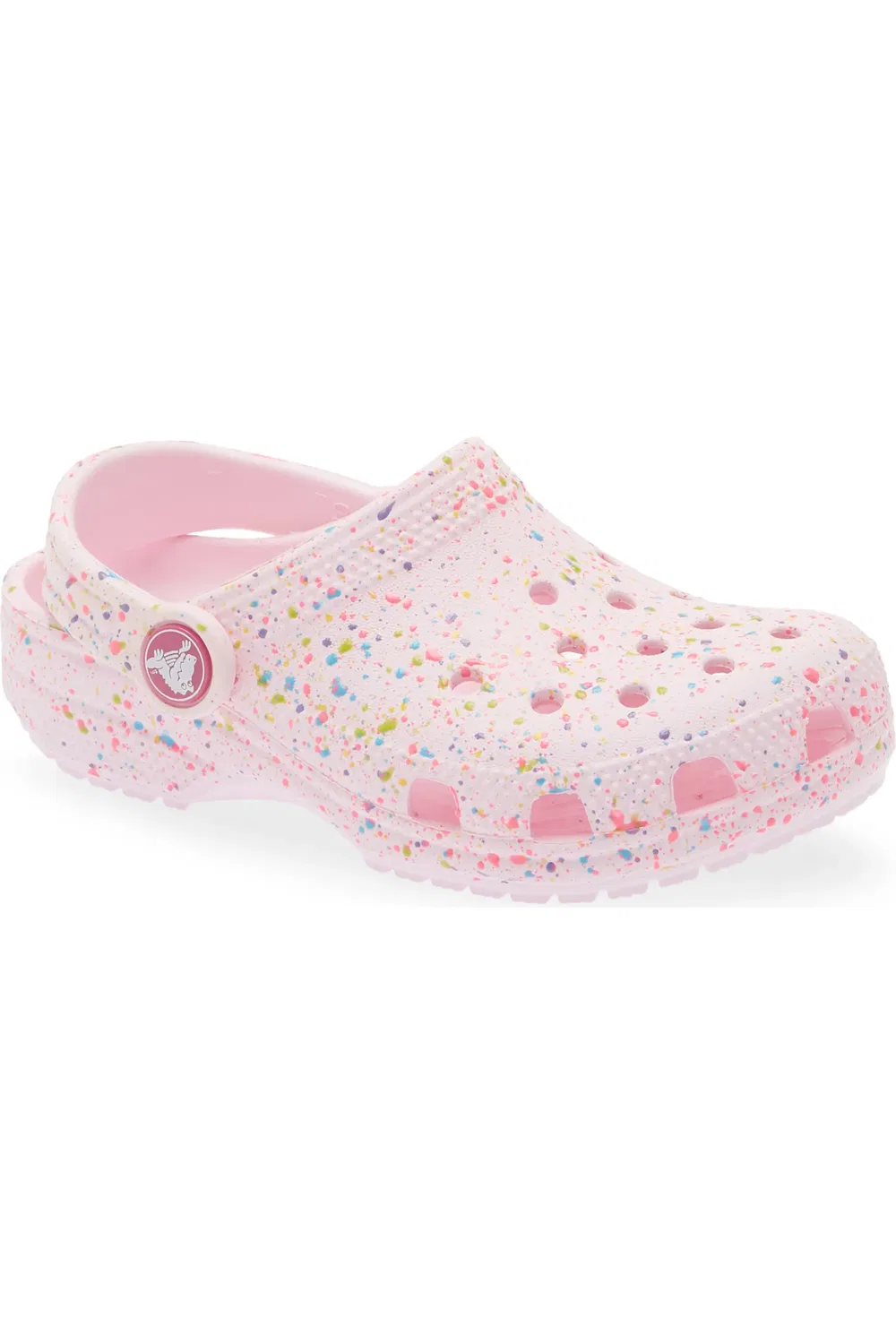 Детские клоги с принтом краски Classic Paint Splatter Crocs, Pink Milk