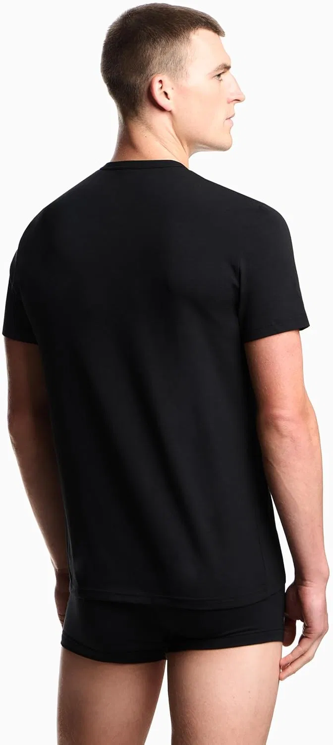 Мужская хлопковая футболка с логотипом Emporio Armani, Black/Black — фото 4